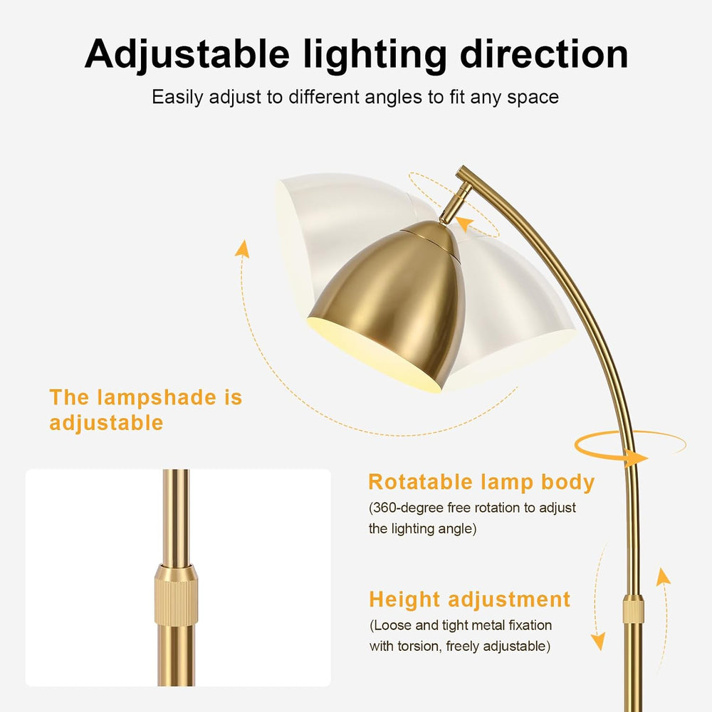 68" Gold Arc Floor Lamp with Iron Shade, Bulb Included