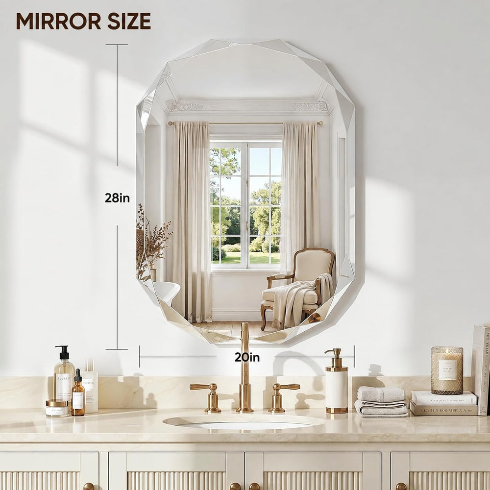 Suidia Bathroom Mirror, 20"x 28" Wall Mirror, Frameless Bathroom Mi...