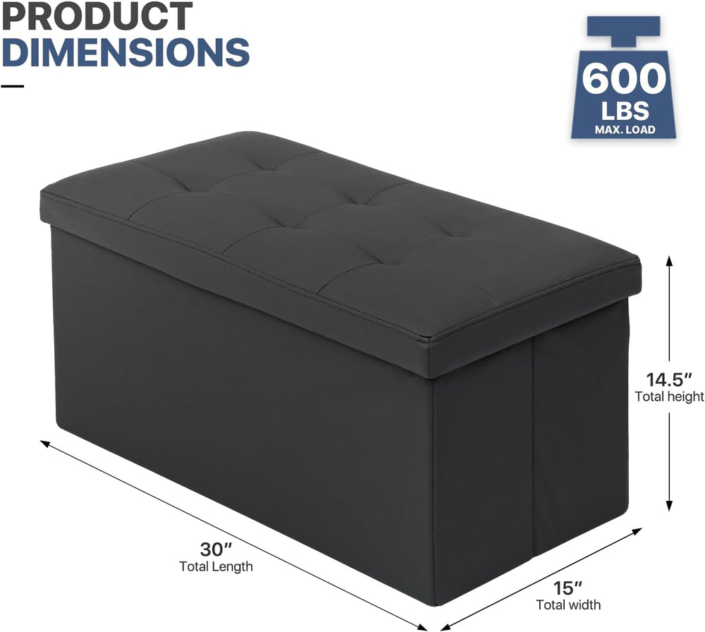 MoNiBloom 30 Inch Storage Ottoman Bench, 24 Gal. Folding Ottoman Footrest, En...