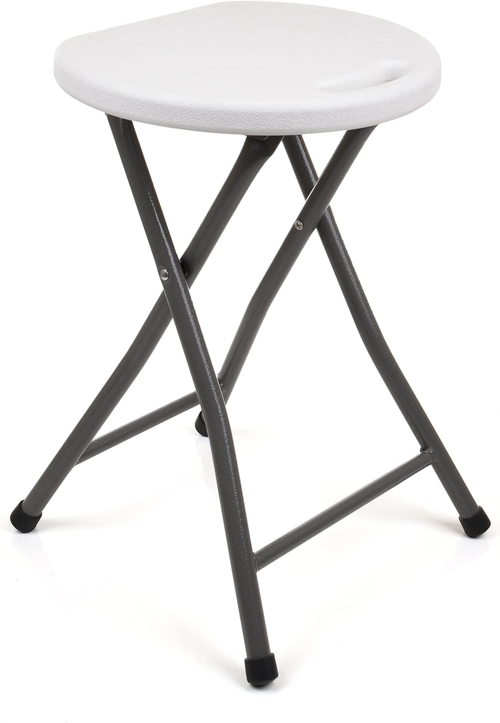 Mintra Home Folding Stools - 18.5in Height, Metal, Heavy Duty (1 Pack, White)
