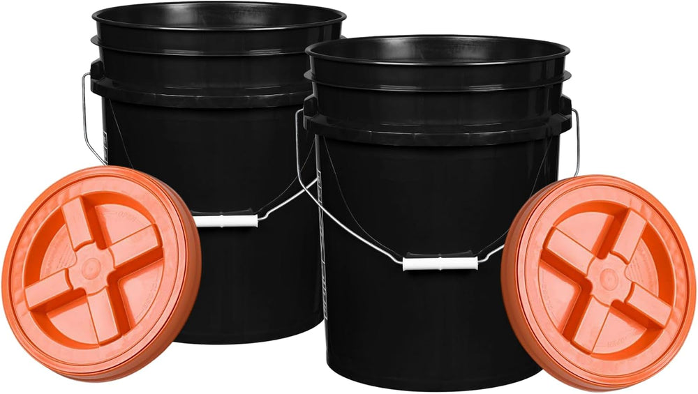 House Naturals 5 Gallon Plastic Black Bucket Pail Food Grade BPA Free Made in...