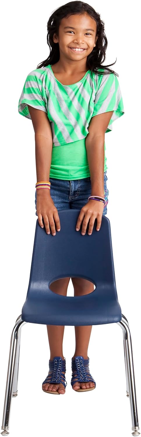 FDP 16" School Stack Chair with Swivel Glides, Navy, 6-Pack, 10368-NV