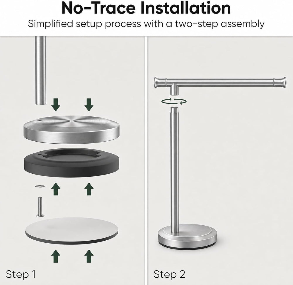 Hoimpro Hand Towel Holder Stand Towel Bar Rack Countertop Brushed Nickel
