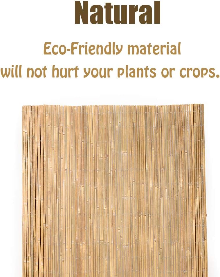 Mininfa Natural Bamboo Slat Screening, Eco-Friendly Privacy Slat Fence, Bambo...