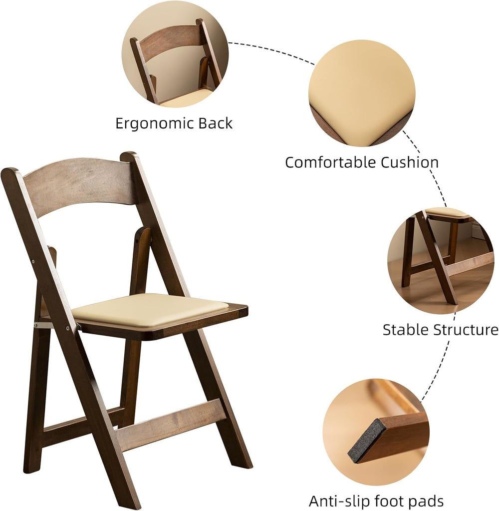 4 Pack Series Fruitwood Wood Folding Chair with Soft Leather Cushion Suitable...