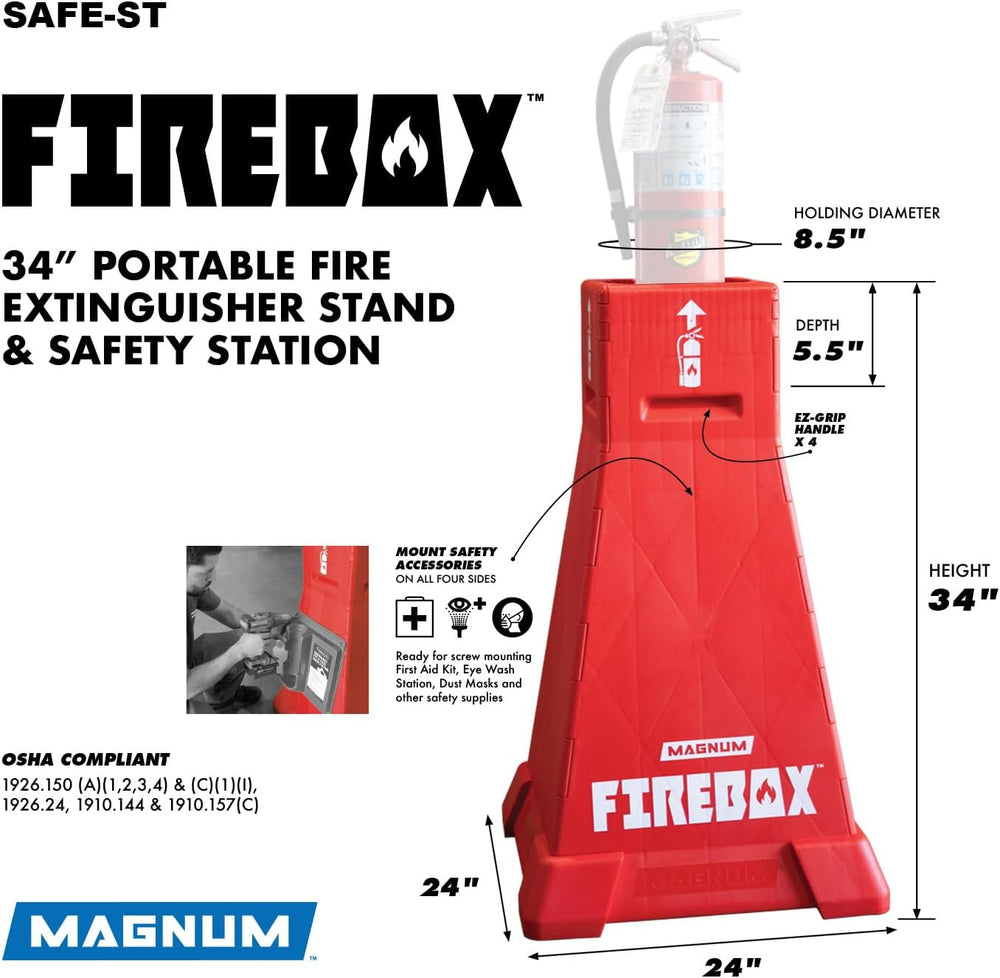 MAGNUM Firebox, Portable Fire Extinguisher Stand, OSHA Compliant, Emergency F...
