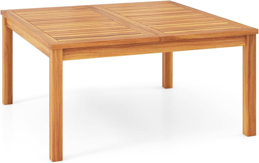 Tangkula Patio Wood Coffee Table, Solid Acacia Wood, 35.5 Inches