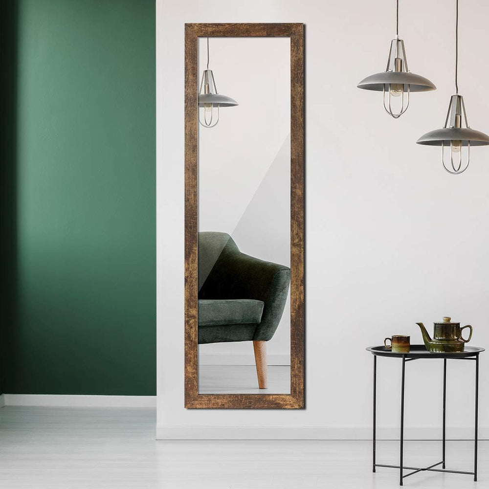 ikkle Wooden Full Length Door Mirror 48" x 14", Rustic Frame