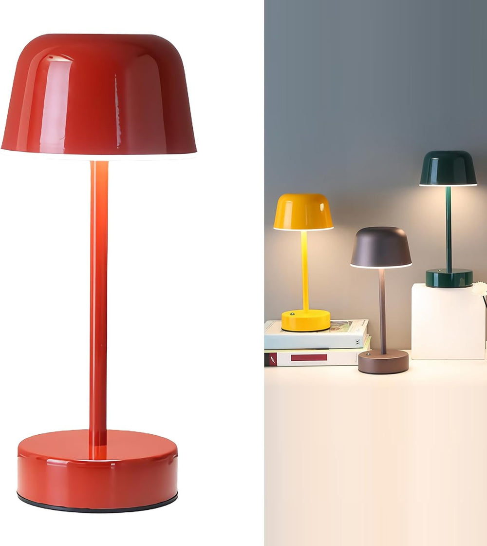 Red Mushroom Cordless Table Lamps Rechargeable, Battery Powered Table Lamp