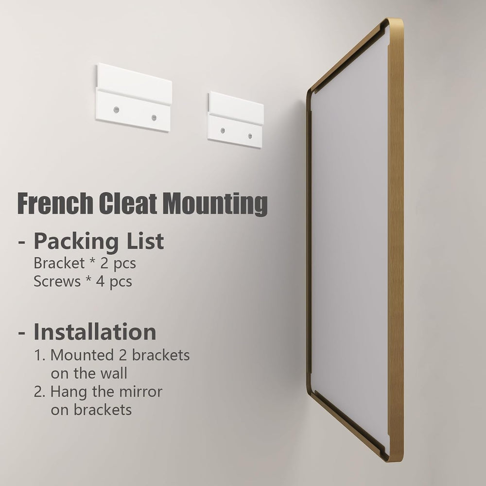 24x36 Inch Brushed Gold Bathroom Mirror