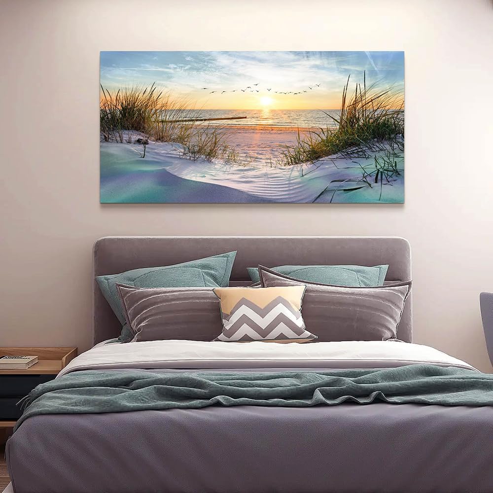 Wapluam Canvas Wall Art For Living Room Wall Decor For Bedroom Blue Sea Beach...