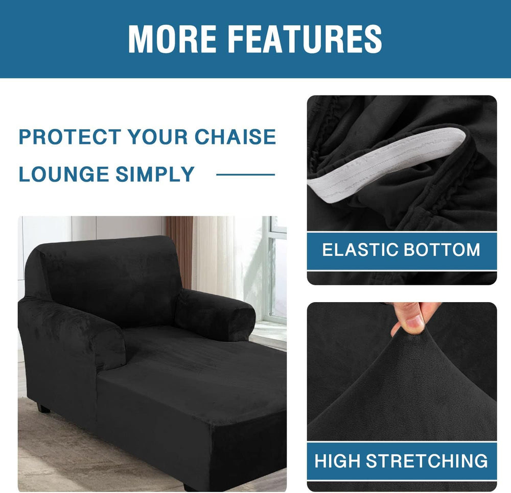 H.VERSAILTEX Velvet Chaise Lounge Cover High Stretch Chaise Chair Cover for L...