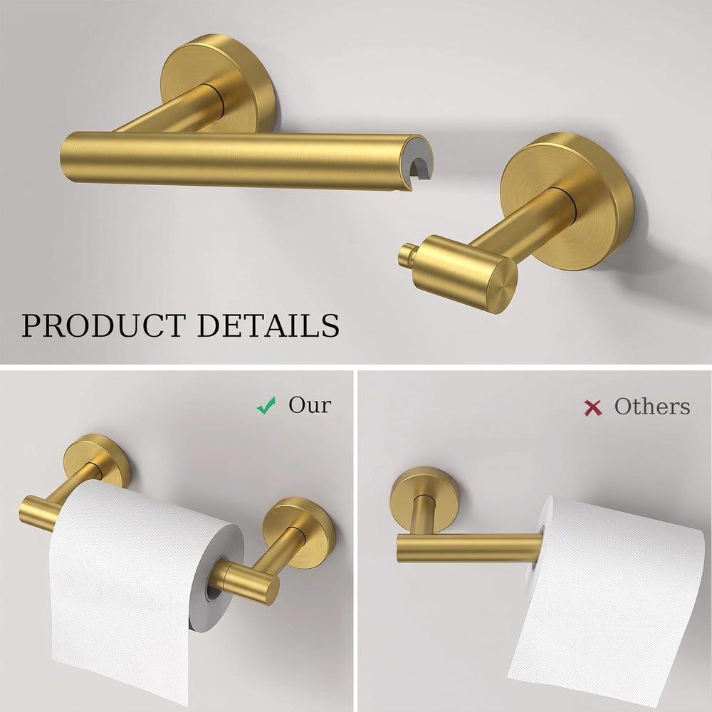 Brushed Gold Toilet Paper Holder & Towel Holder Bathroom Hardware Set