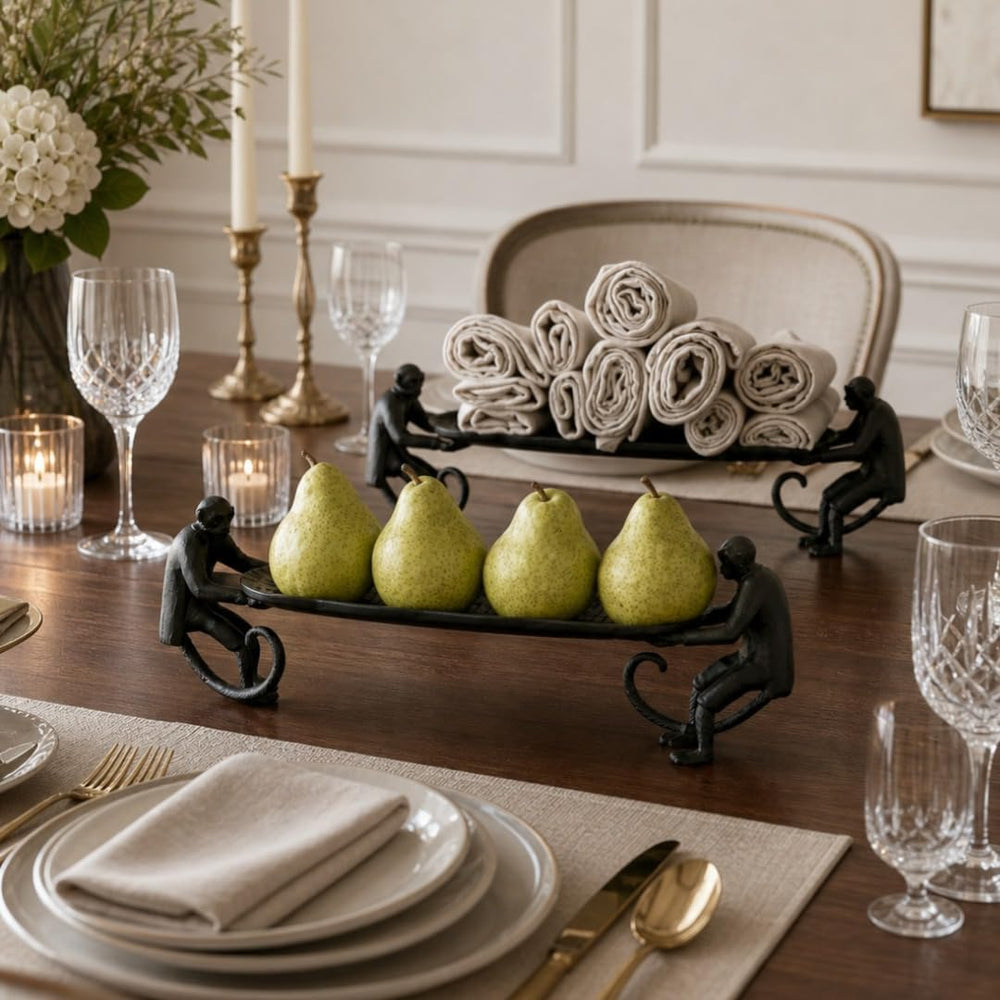 PEARL+CREEK RAFFLES Decorative Tray Recycled Aluminum Large Matte Black