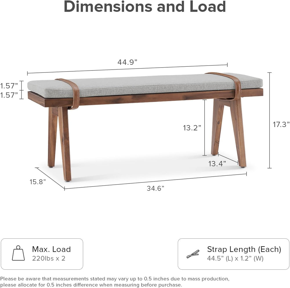 mopio Ted Bench, End of Bed, Solid Wood, Mid-Century Modern, Acacia