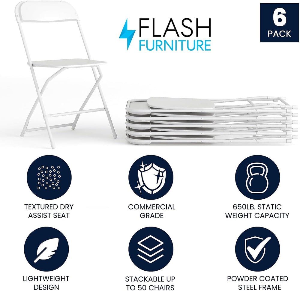 Flash Furniture Hercules Series Plastic Folding Chairs for Parties and Weddin...