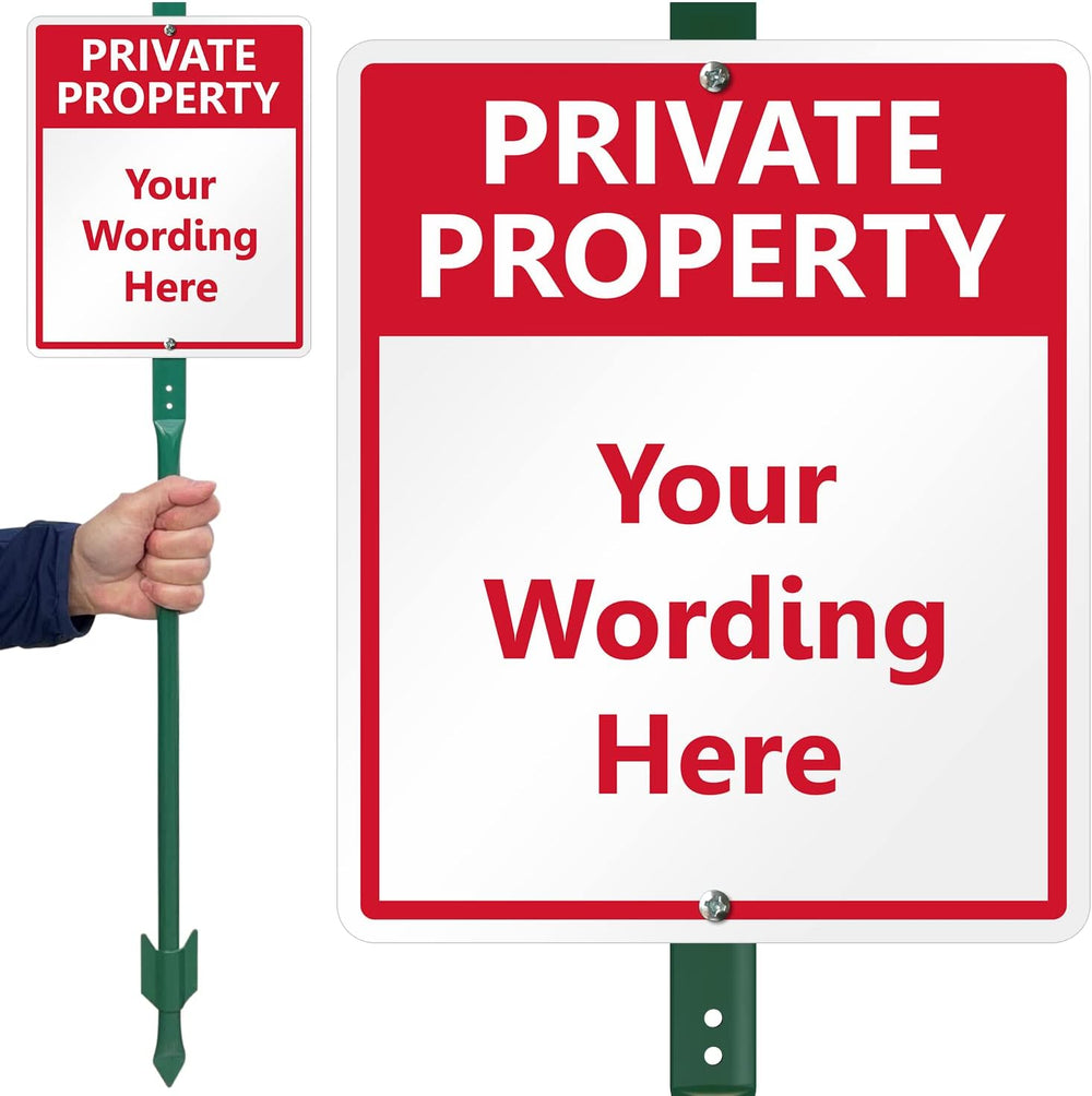 SmartSign 12 x 10 inch Custom “Private Property” Yard Sign & Stake Kit - ...