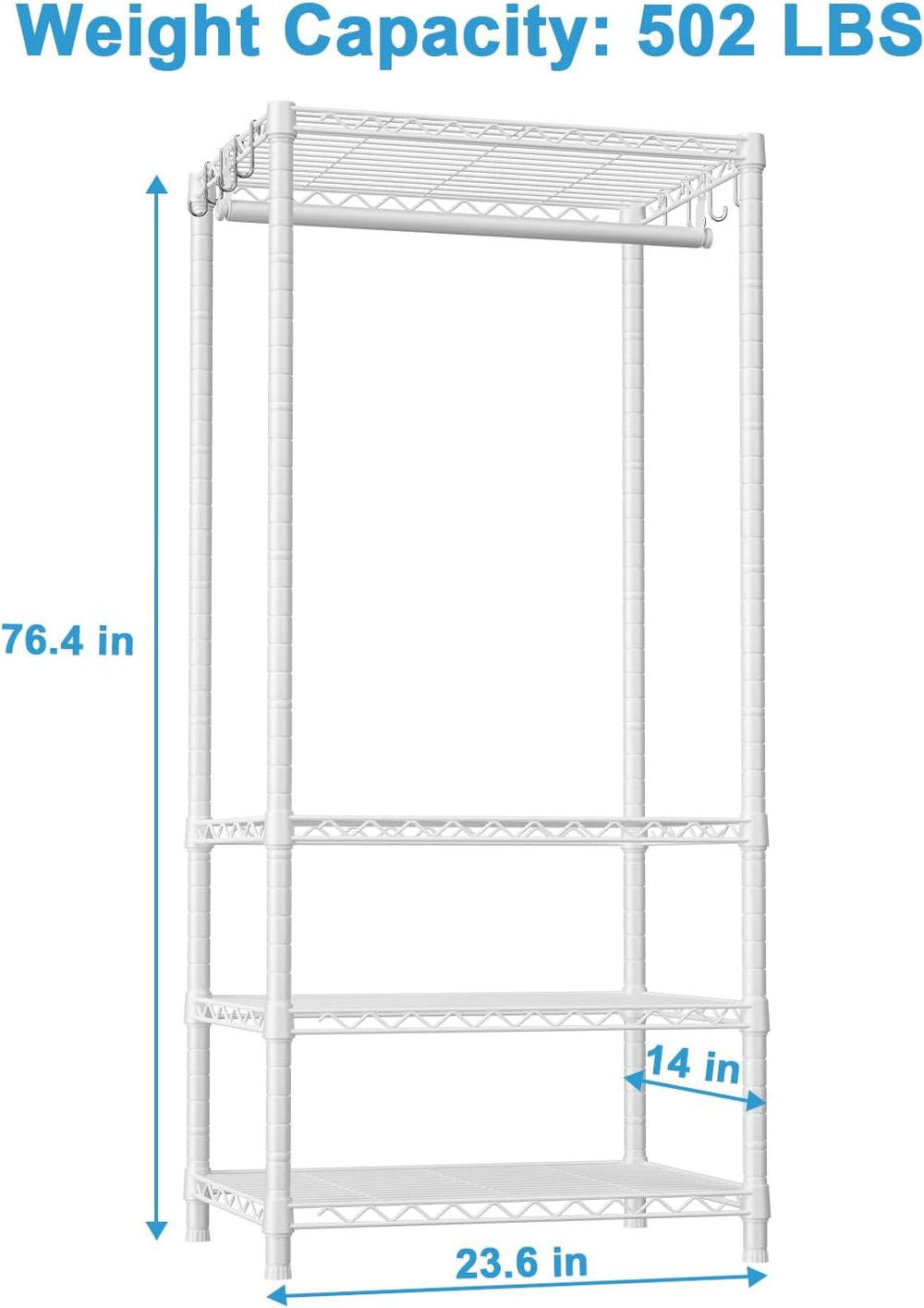 Ulif H4 Mini Portable Closet, 4 Tiers Freestanding Clothing Garment Rack for ...