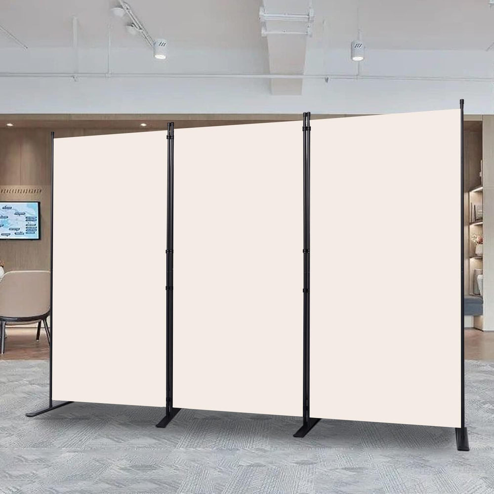 Room Divider, 3 Panel Folding Privacy Screens with Wider Feet, Beige