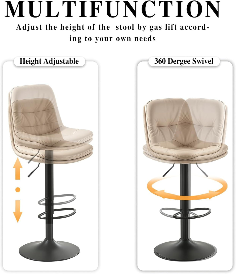 Bar Stools Set of 2 Swivel Adjustable Bar Chairs Counter Height