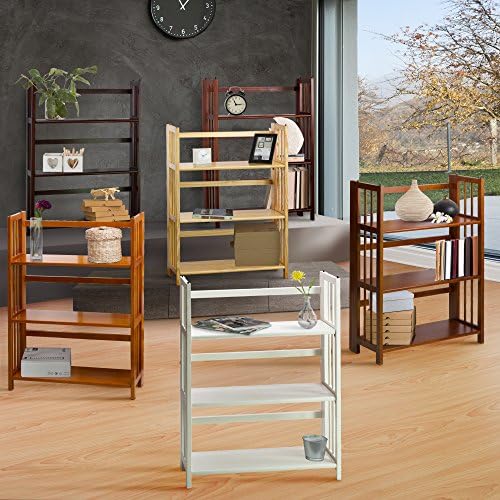 Casual Home 3-Shelf Folding Stackable Bookcase (27.5" Wide)-Mahagony