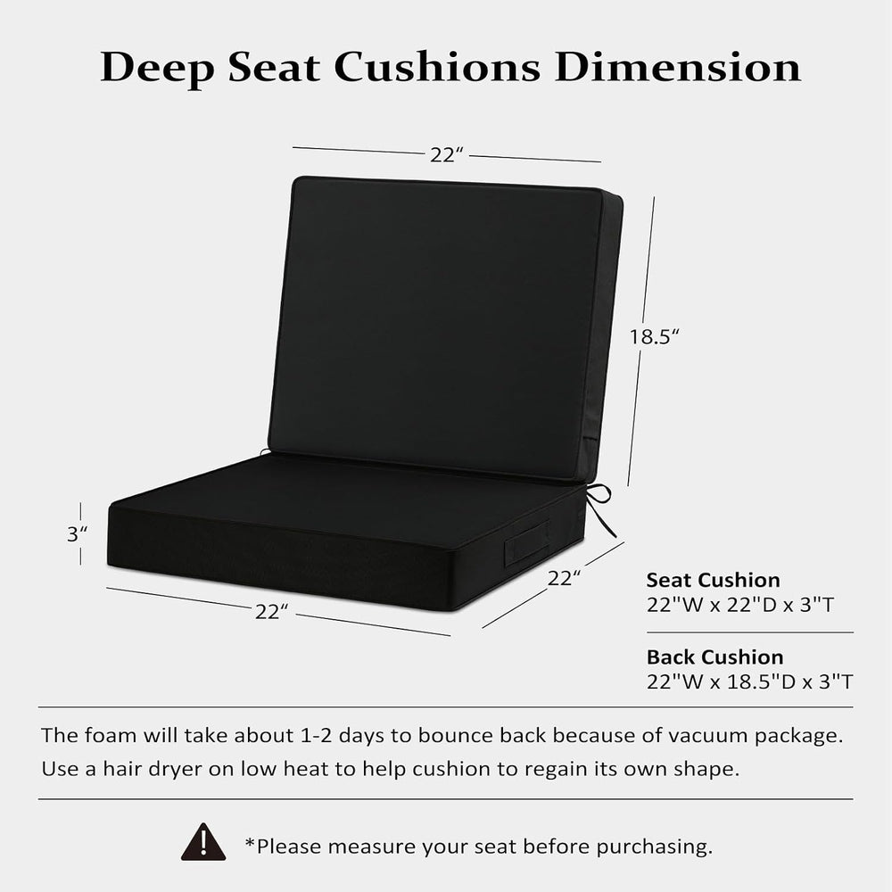 Cozyide 22x22 Outdoor Cushions for Patio Furniture, Waterproof Outdoor Chair ...