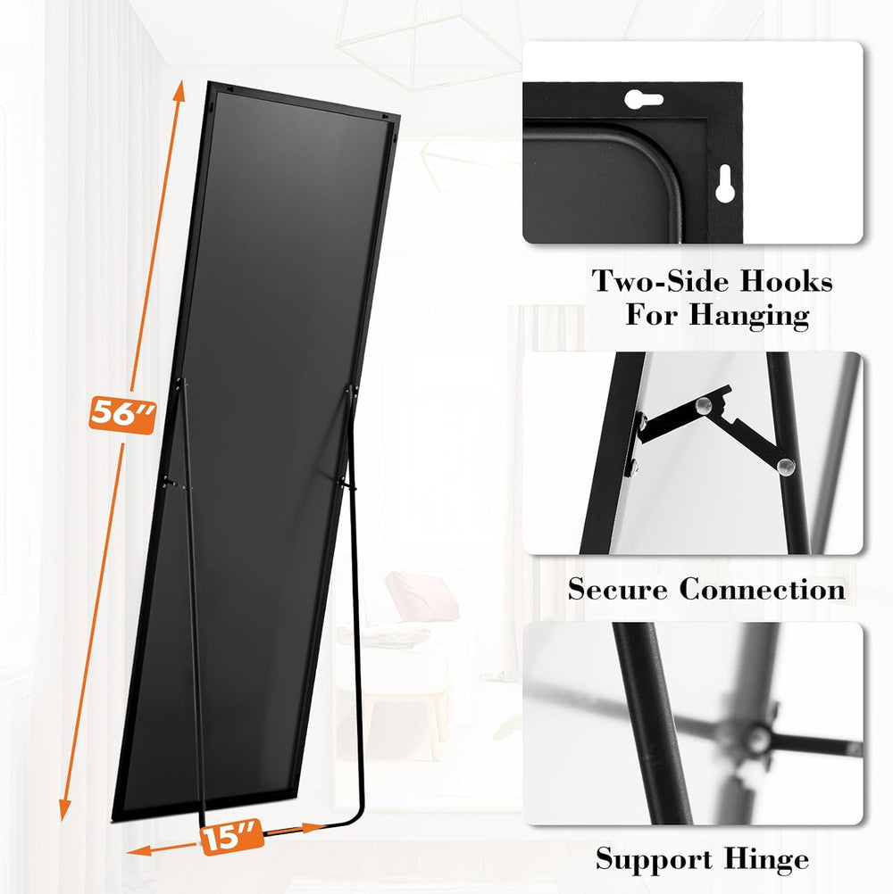 Sweetcrispy 56"x15" Full Length Mirror, Standing Full Body Mirror, ...