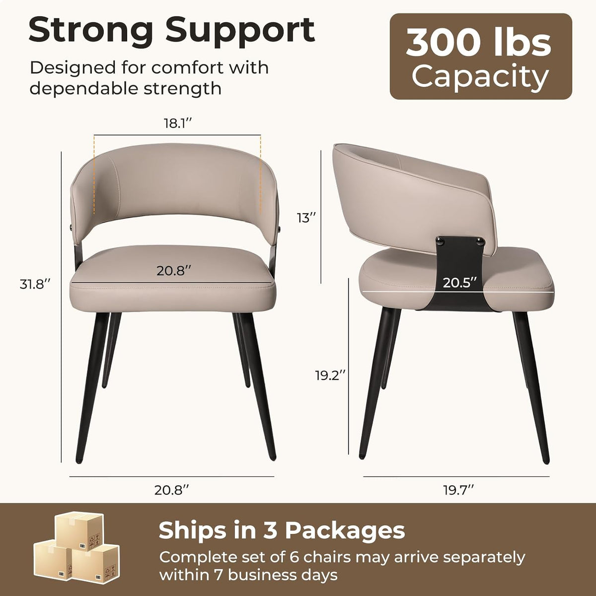 dining chairs set of 6, modern faux leather shown in use