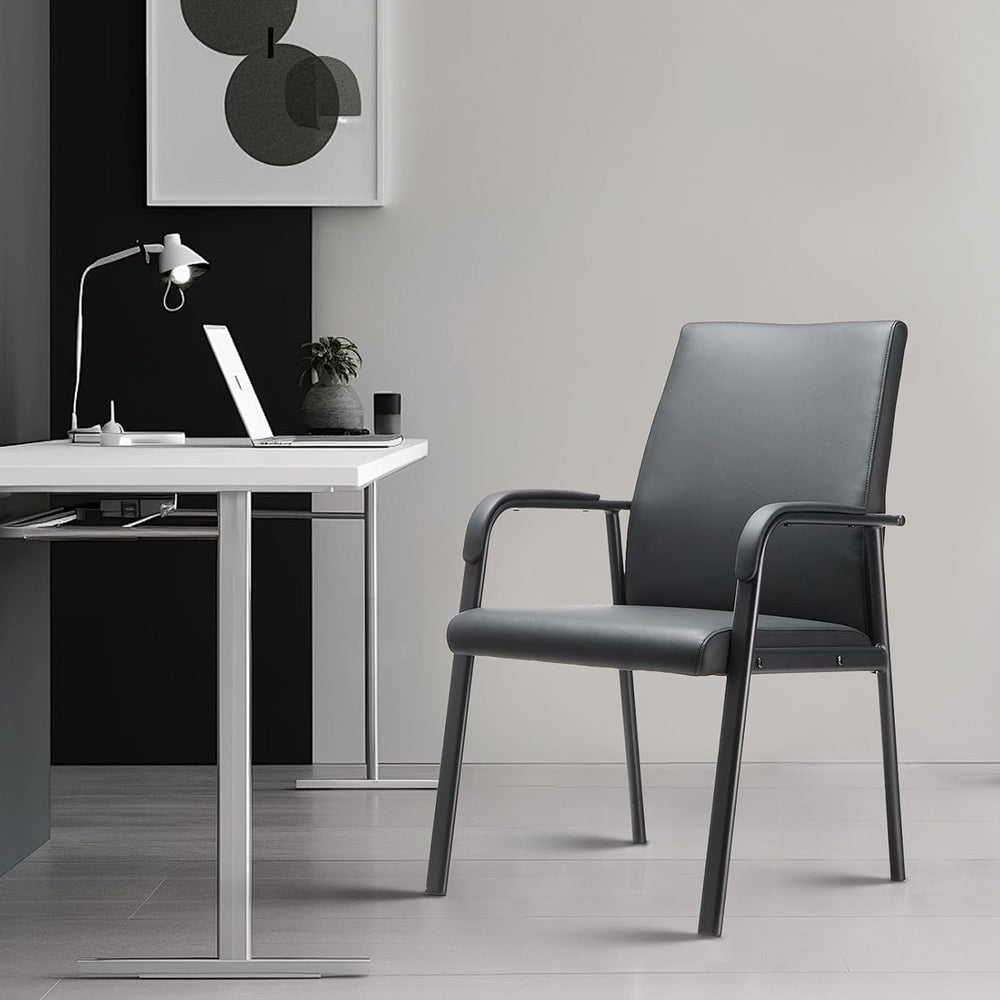 Leather Office Reception Guest Chair with Padded Armrests 600 lb.
