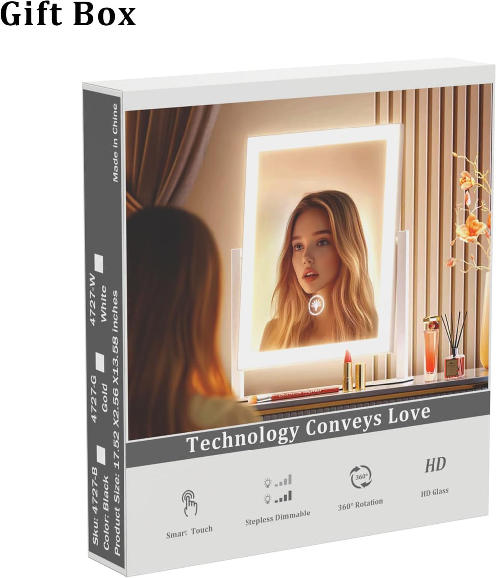 Gvnkvn Makeup Vanity Mirror with Lights 17.2" Large LED Lighted Mirror, ...