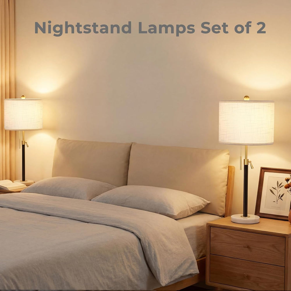 Qingmiao Gold Table Lamps Set of 2, 22" to 30" Adjustable Nightstan...