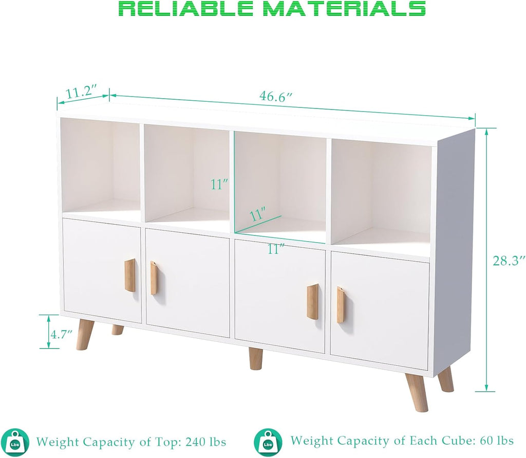 oschf 8-cube bookcase with doors, 2-tier low storage shown in use