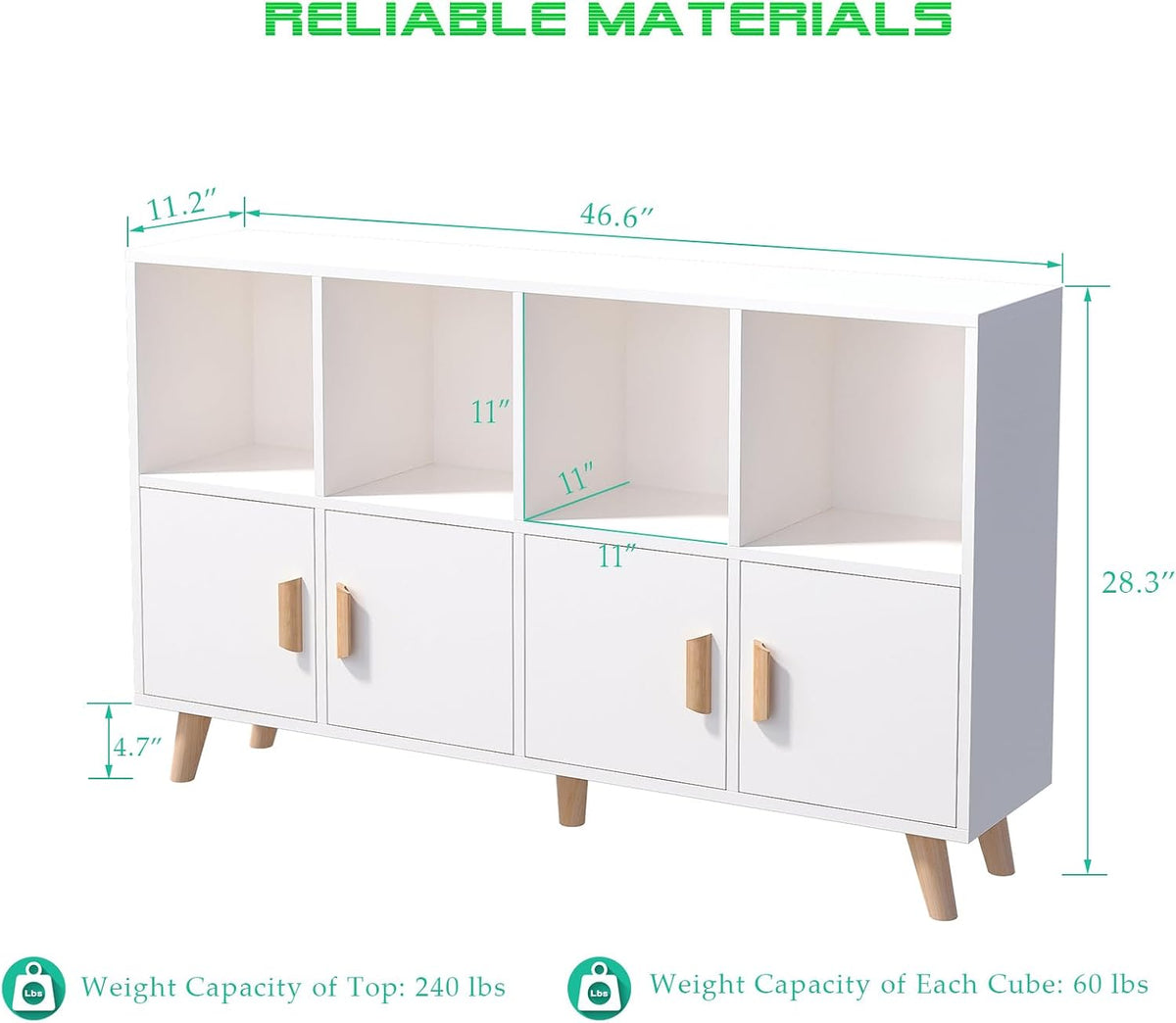 oschf 8-cube bookcase with doors, 2-tier low storage shown in use