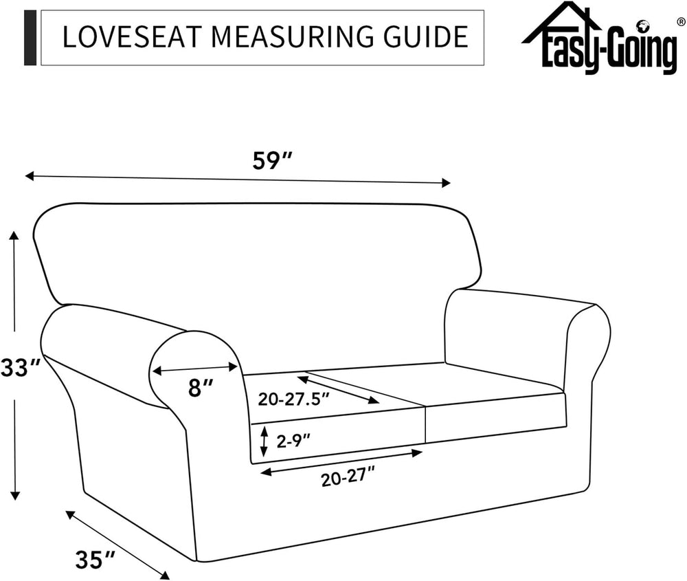Easy-Going 3 Pieces Stretch Loveseat Couch Cover for 2 Cushion Washable