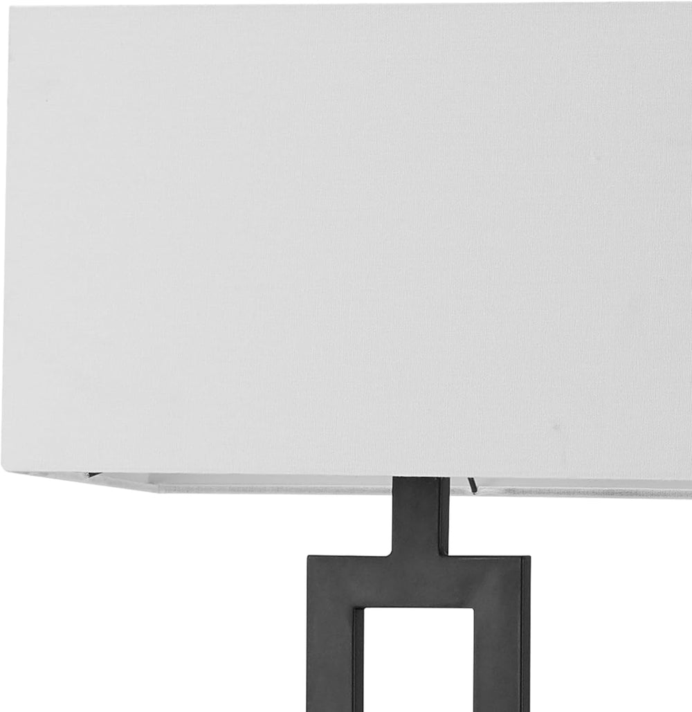 Globe Electric 58" Matte Black Floor Lamp with White Linen Shade