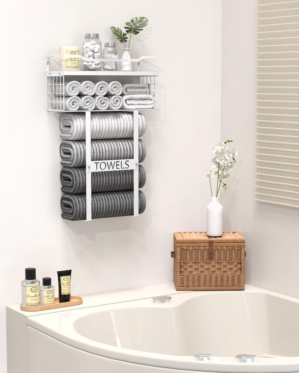 Towel Racks for Bathroom Wall Mounted - Bath Wall Towel Holder Set Above Toil...