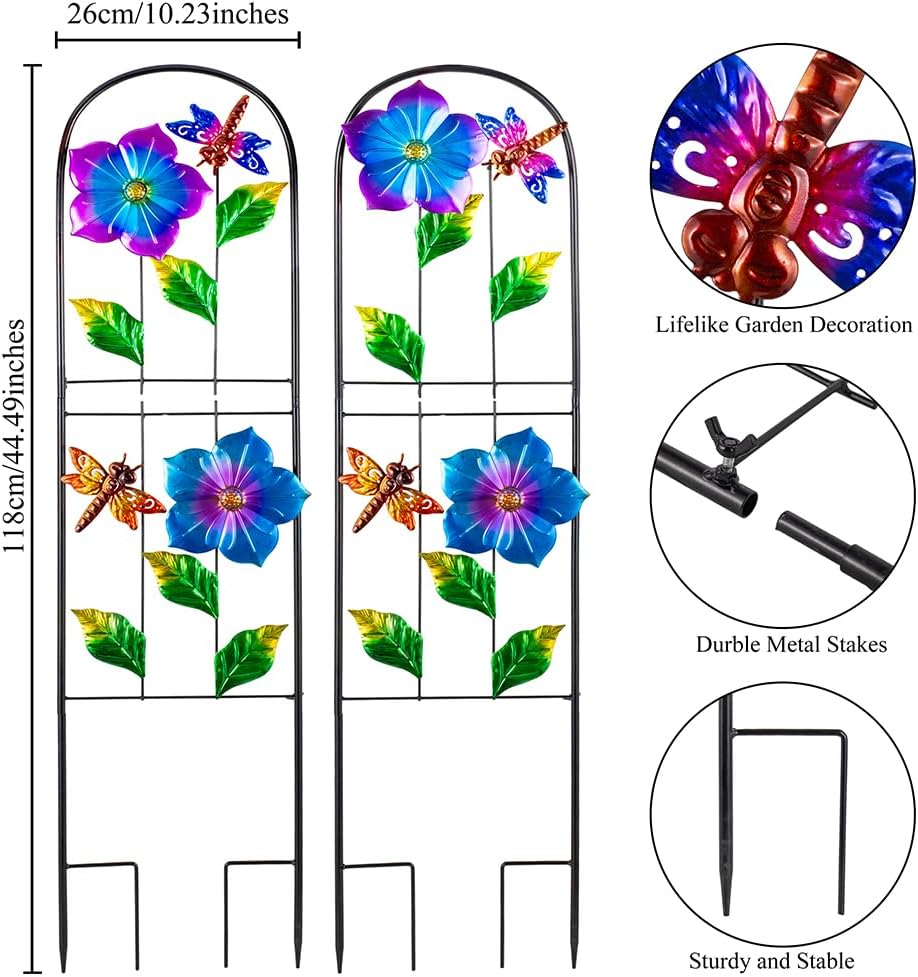 Metal Garden Trellis for Climbing Plants,2 Packs Dragonfly Outdoor Decorative...