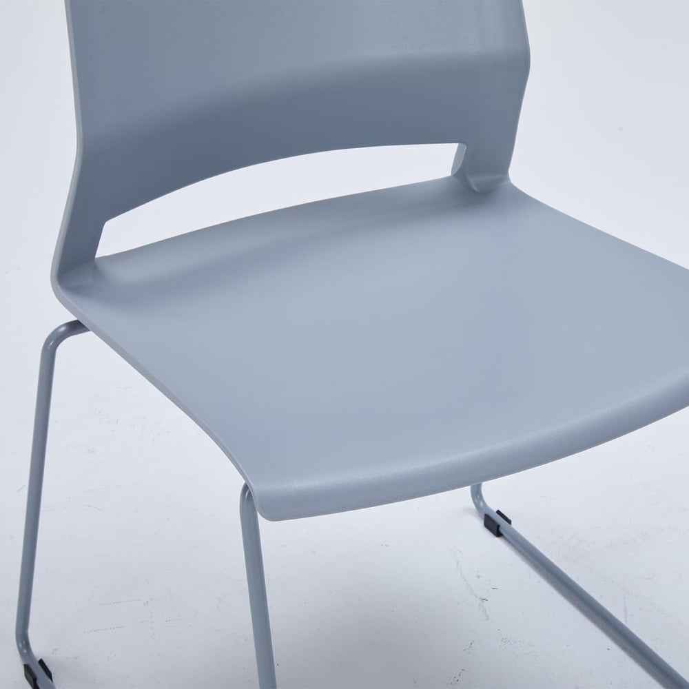Grey Stackable Chairs Set of 4 for Break Conference Room Church Lobby