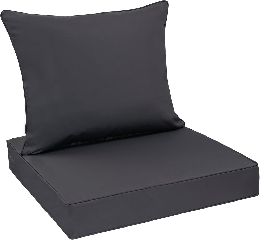 Outdoor Deep Seat Cushion Set, 24 x 24 Inch, Dark Grey