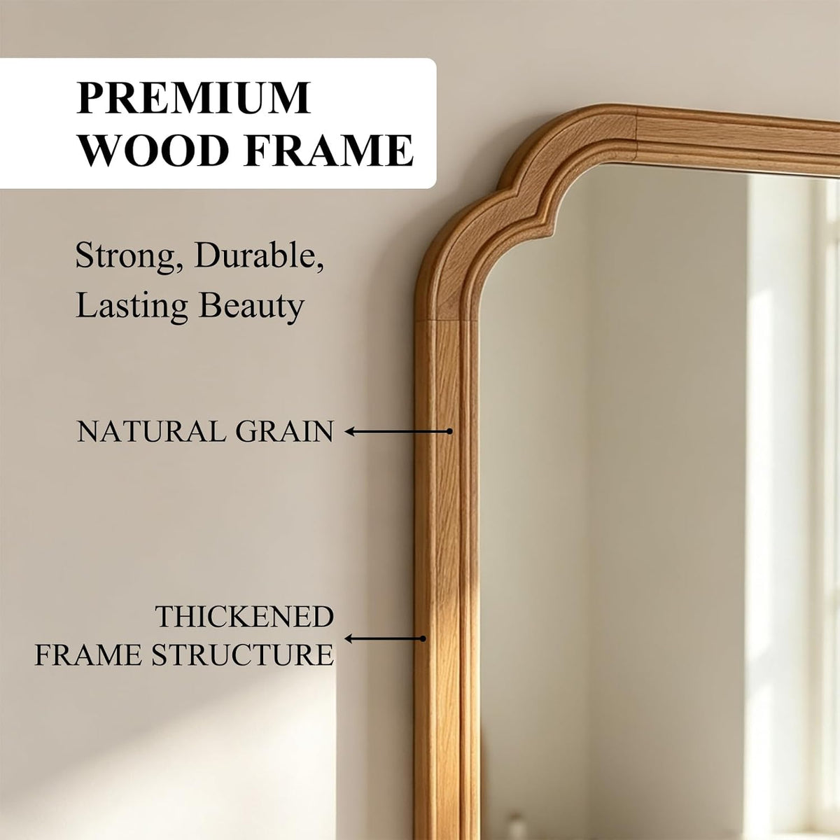 Bathroom Mirror for Over Sink, 30x20 Inch Wood Frame Decorative Wall Mirror