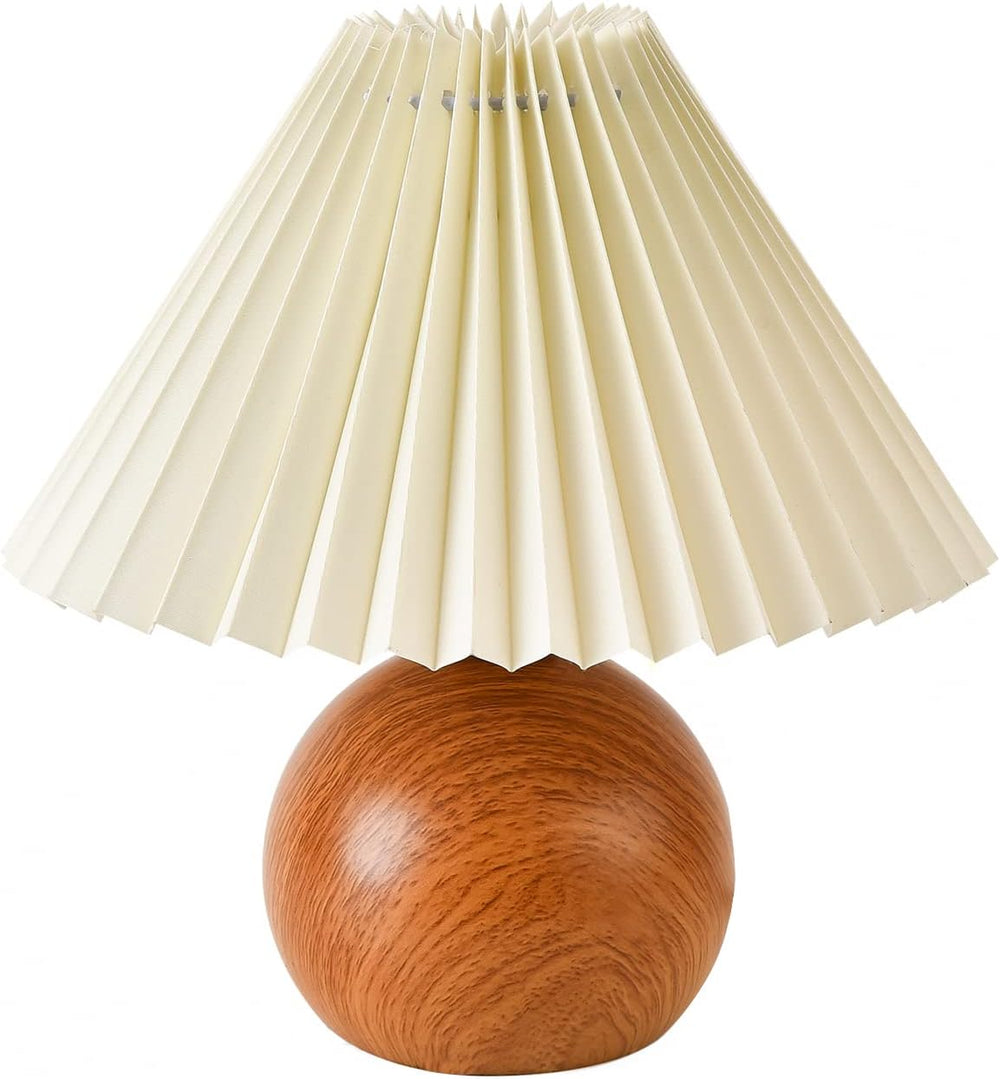 KUNJOULAM Cute Small Pleated Lamp, Modern Bedside Nightstand Light with Beige...