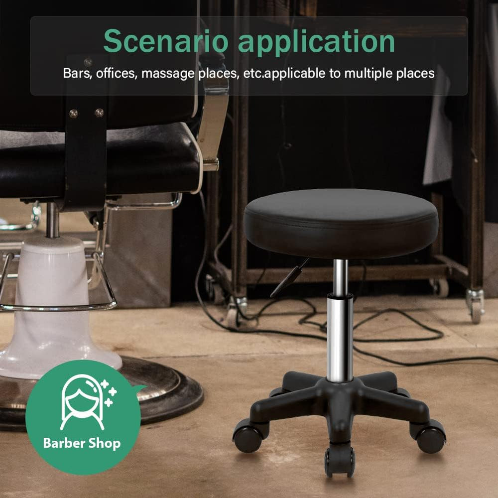 FURWOO Round Rolling Stool Height Adjustable Stool with Wheels for Spa Salon ...