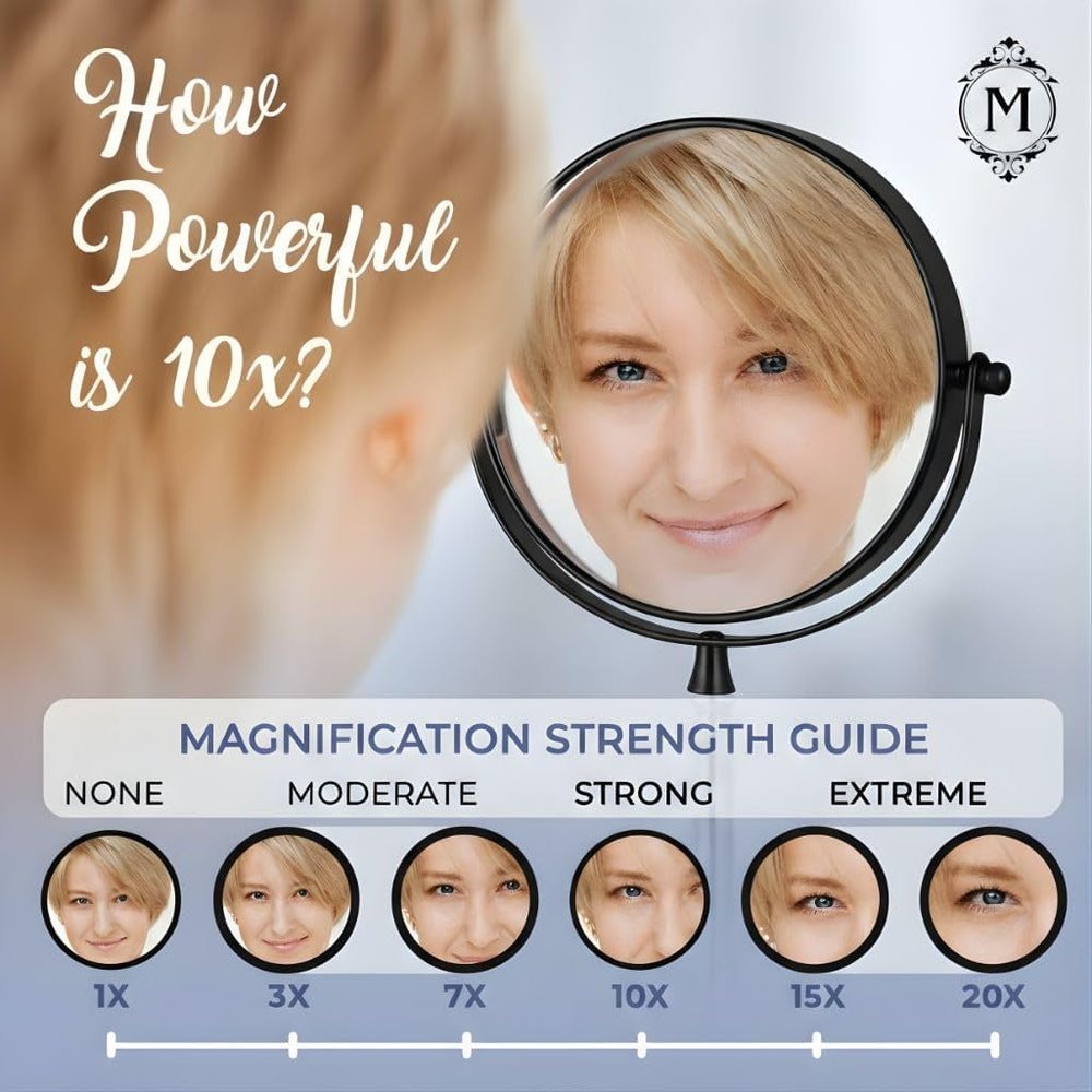 MIRRORVANA Double Sided 10X/1X Magnifying Makeup Mirror, 8" x 15" (...