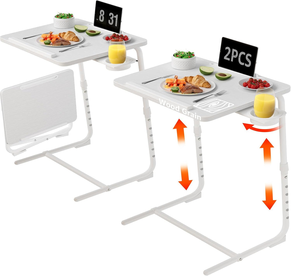 TV Trays Set of 2 - Folding TV Tray Adjustable Dinner Trays for Eating On Cou...