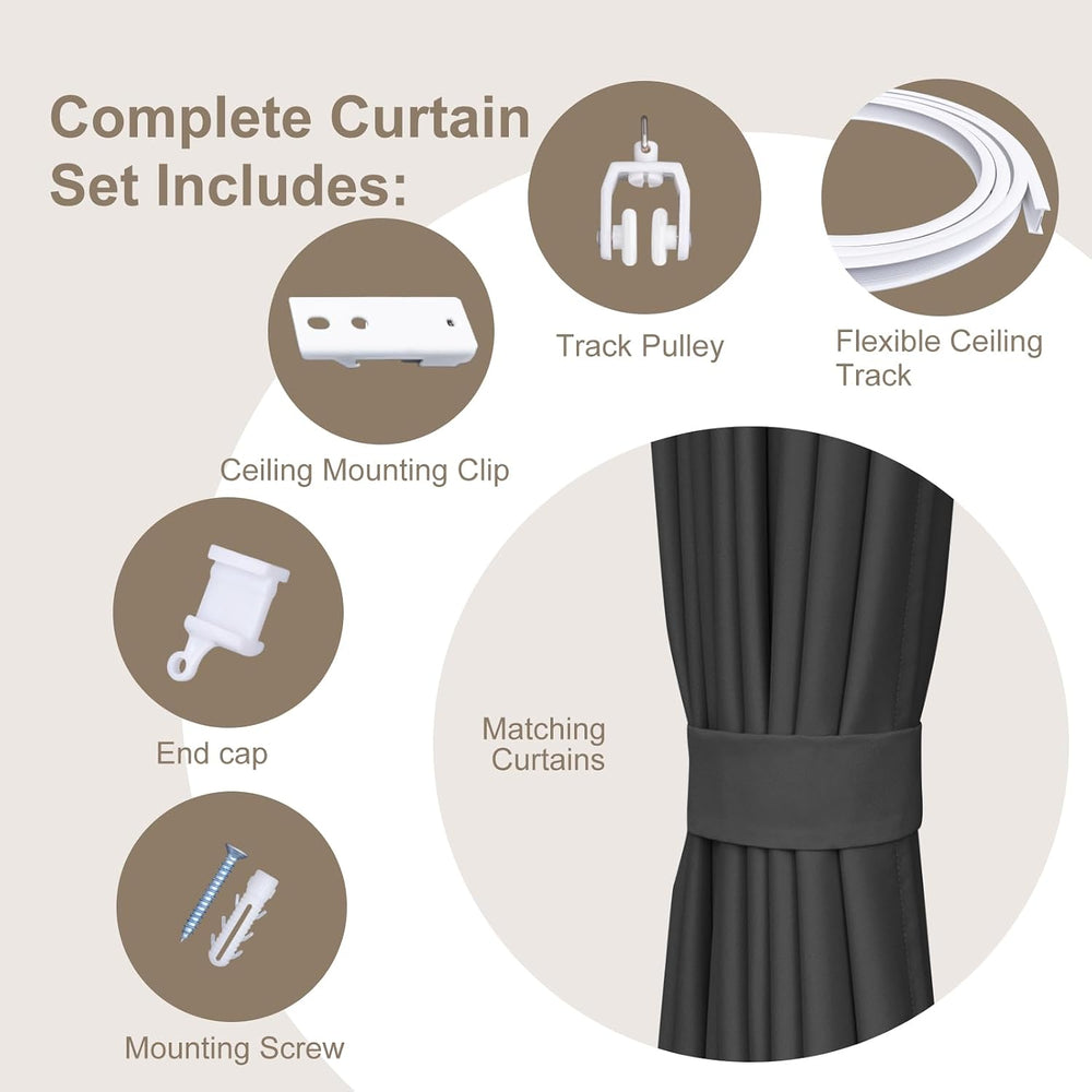 MaKefeile Room Divider Curtains & Flexible Bendable Tracks Set,Privacy Di...