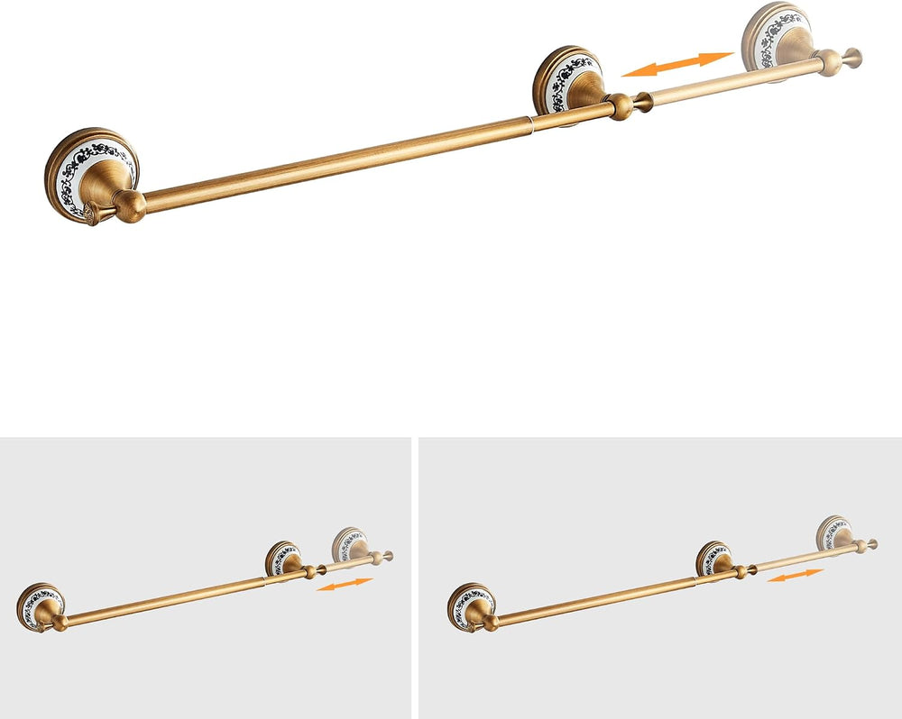 Antique Bronze Brass Towel Bar,Adjustable 15.5 to 27.5 Inch Bath Towel Bar Ra...
