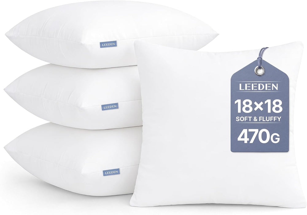 Leeden 18x18 Throw Pillow Inserts Set of 4, Pillow Forms for Couch