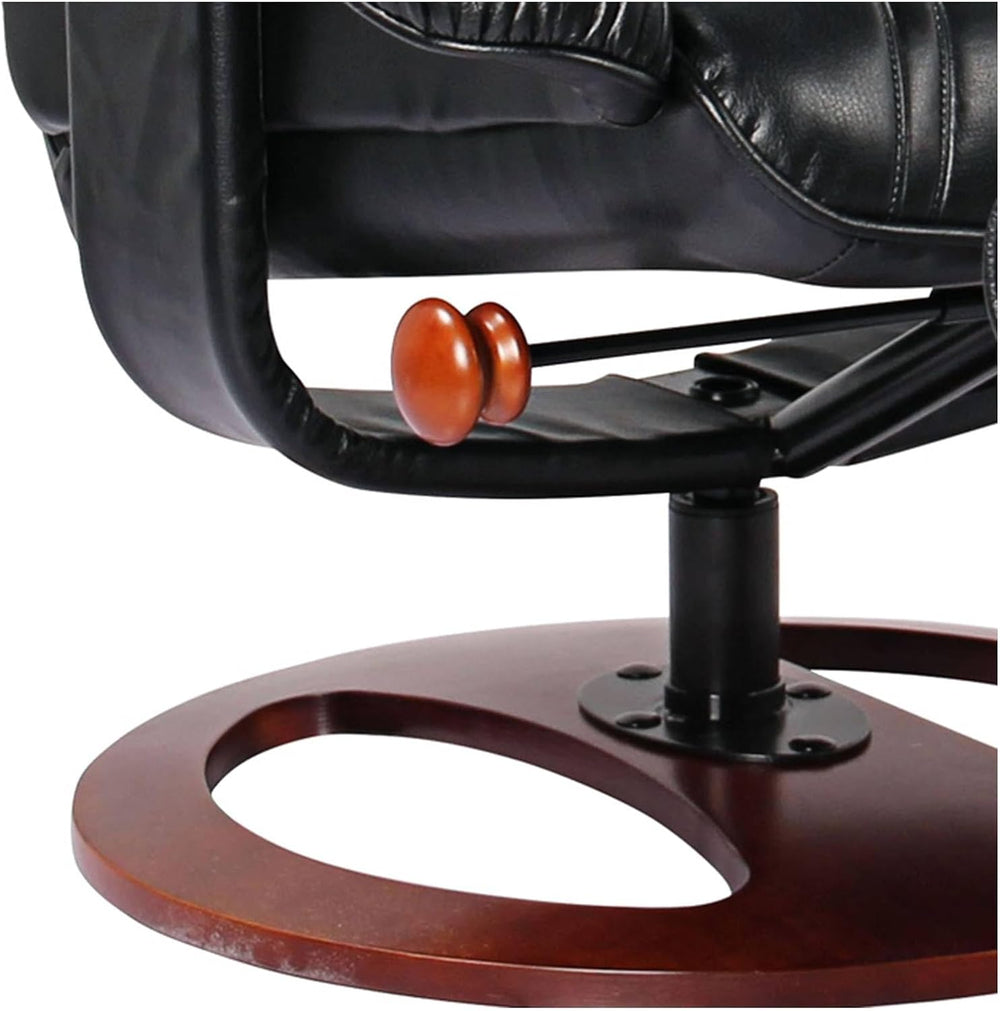 BenchMaster Newport Black Swivel Recliner and Slanted Ottoman