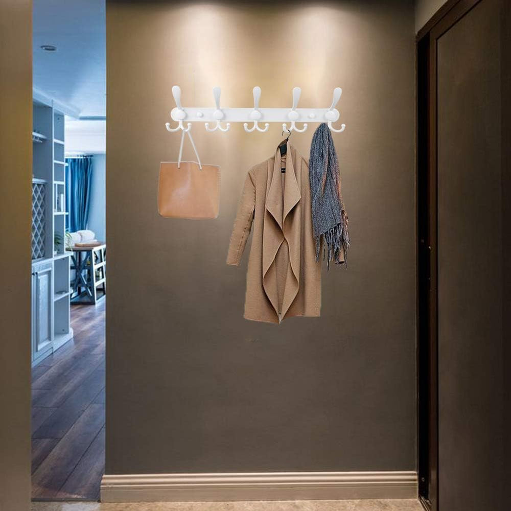 Coat Rack Wall Mount, Heavy Duty with 5 Tri Wall Hooks, Stainless Steel Hooks...
