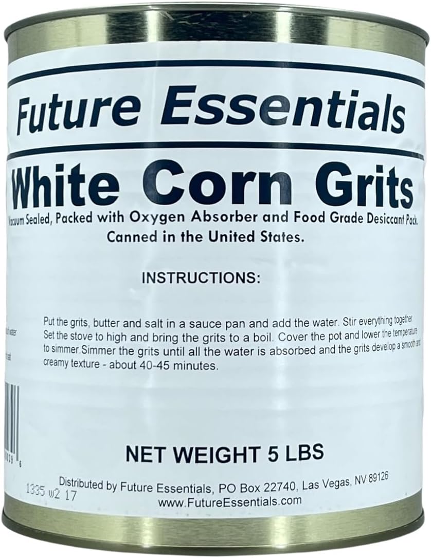 Future Essentials White Corn Grits – #10 Size Can, 30-Year Shelf Life